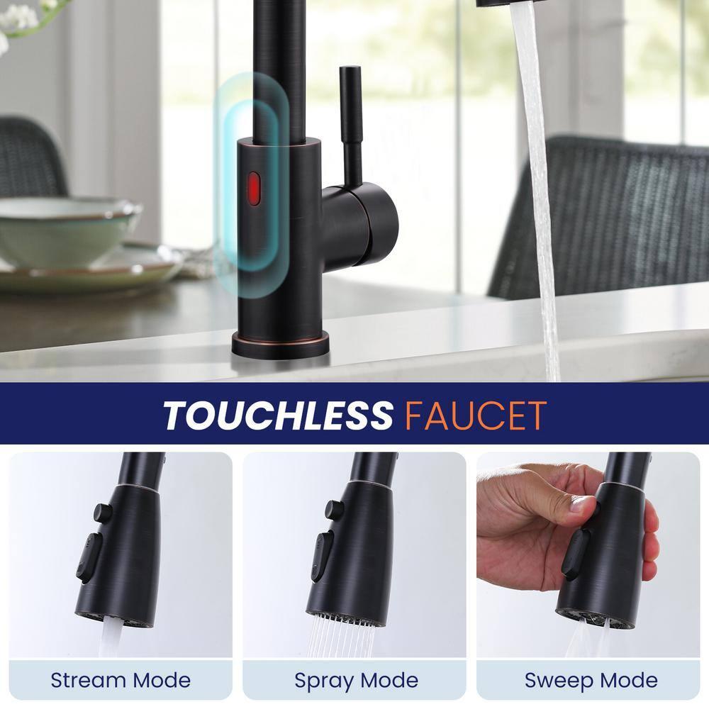 ARCORA ARCORA Stainless Steel  Single Handle Pull-Down Sprayer Kitchen Faucet Set with Touchless Sensor AR7100301RB-DC