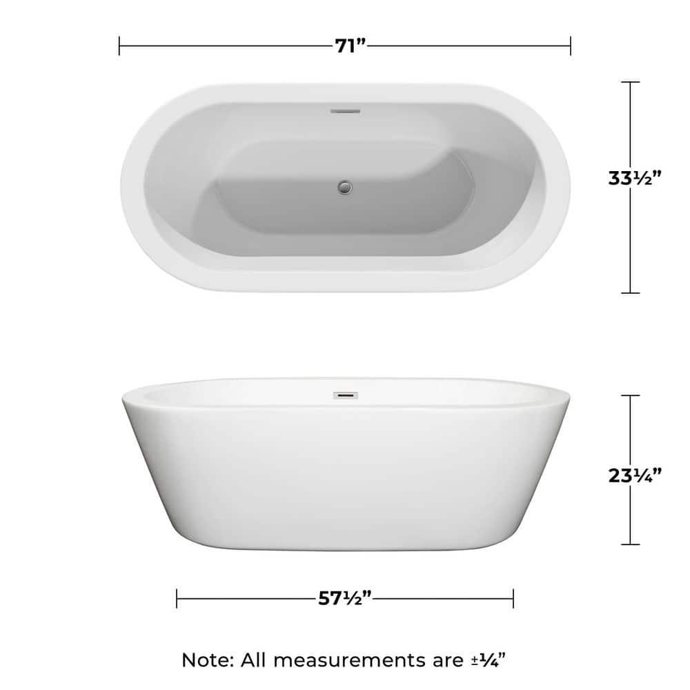Mermaid 71'' x 33.5'' Freestanding Soaking Acrylic Bathtub