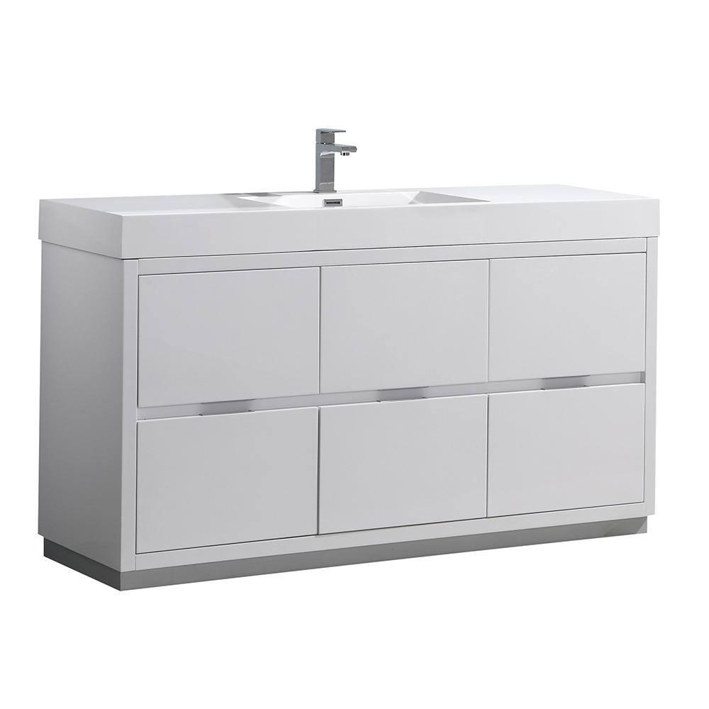 Valencia 60" Freestanding Single Modern Bathroom Vanity with Ingegrated Sink - Faucet Not Included