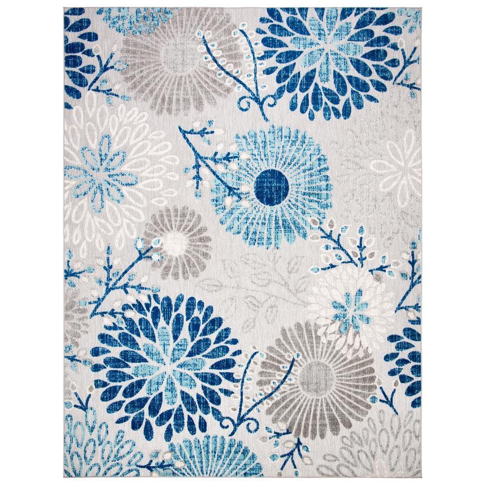 SAFAVIEH Cabana Garnet Floral Indoor/Outdoor Area Rug, Grey/Blue, 10' x 14'