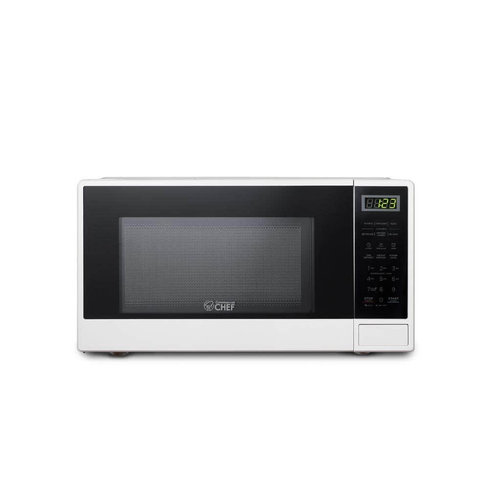 COMMERCIAL CHEF 1.1 Cu Ft Microwave with 10 Power Levels, Small Microwave with Push Button