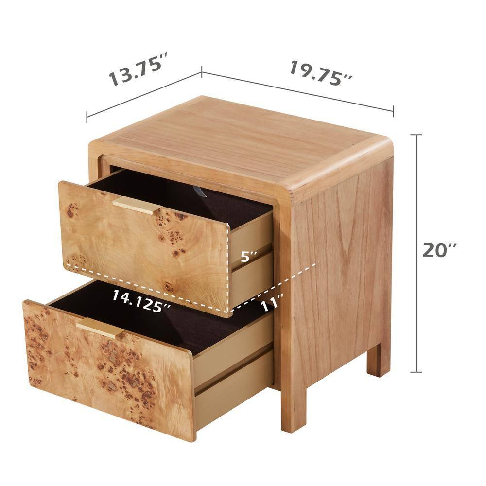 COZAYH Fully-Assembled Farmhouse Nightstand with Drawer, 2-Drawer Distressed Wood Retro Accent Bedside Table, Small Nightstand Organizer, Mid Century Modern End Table for Bedroom