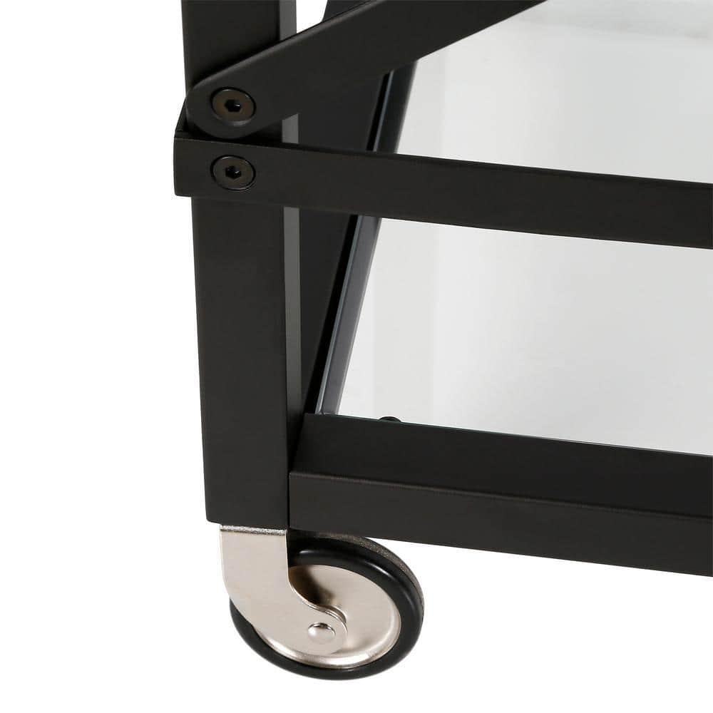 Evelyn&Zoe 30" Blackened Bronze Metal/Glass Bar Cart