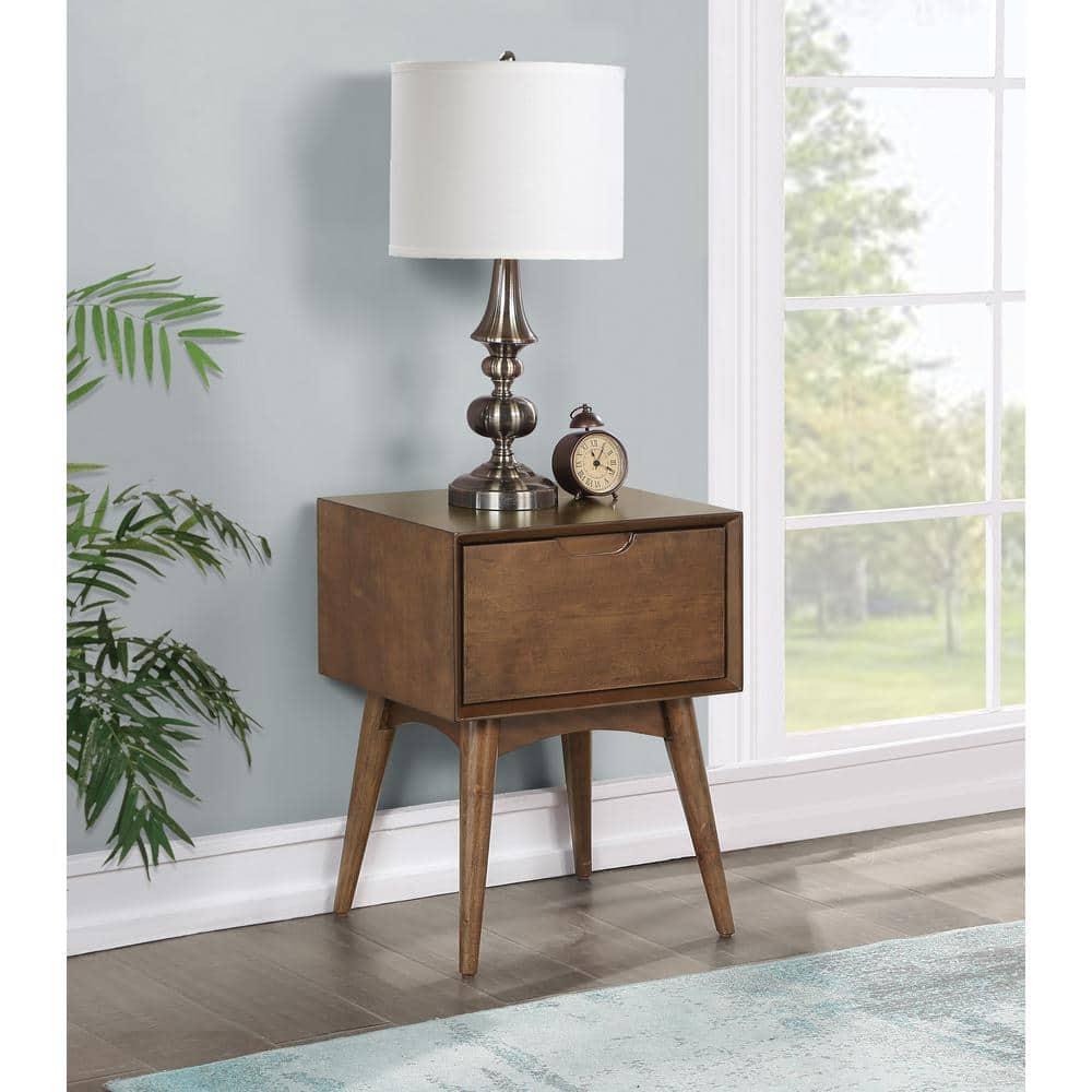 Copenhagen Wood Accent Table with Drawer in Walnut Finish