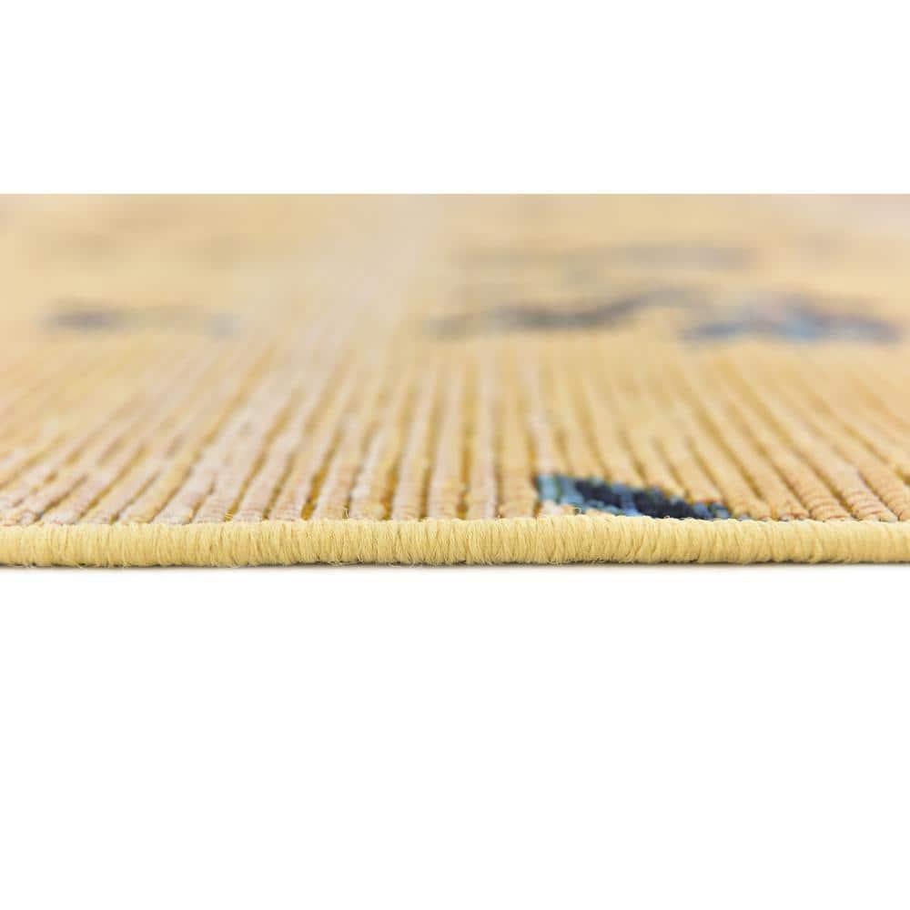 Unique Loom Outdoor Botanical Collection Area Rug - Ivy (8'  Round Beige/Blue)