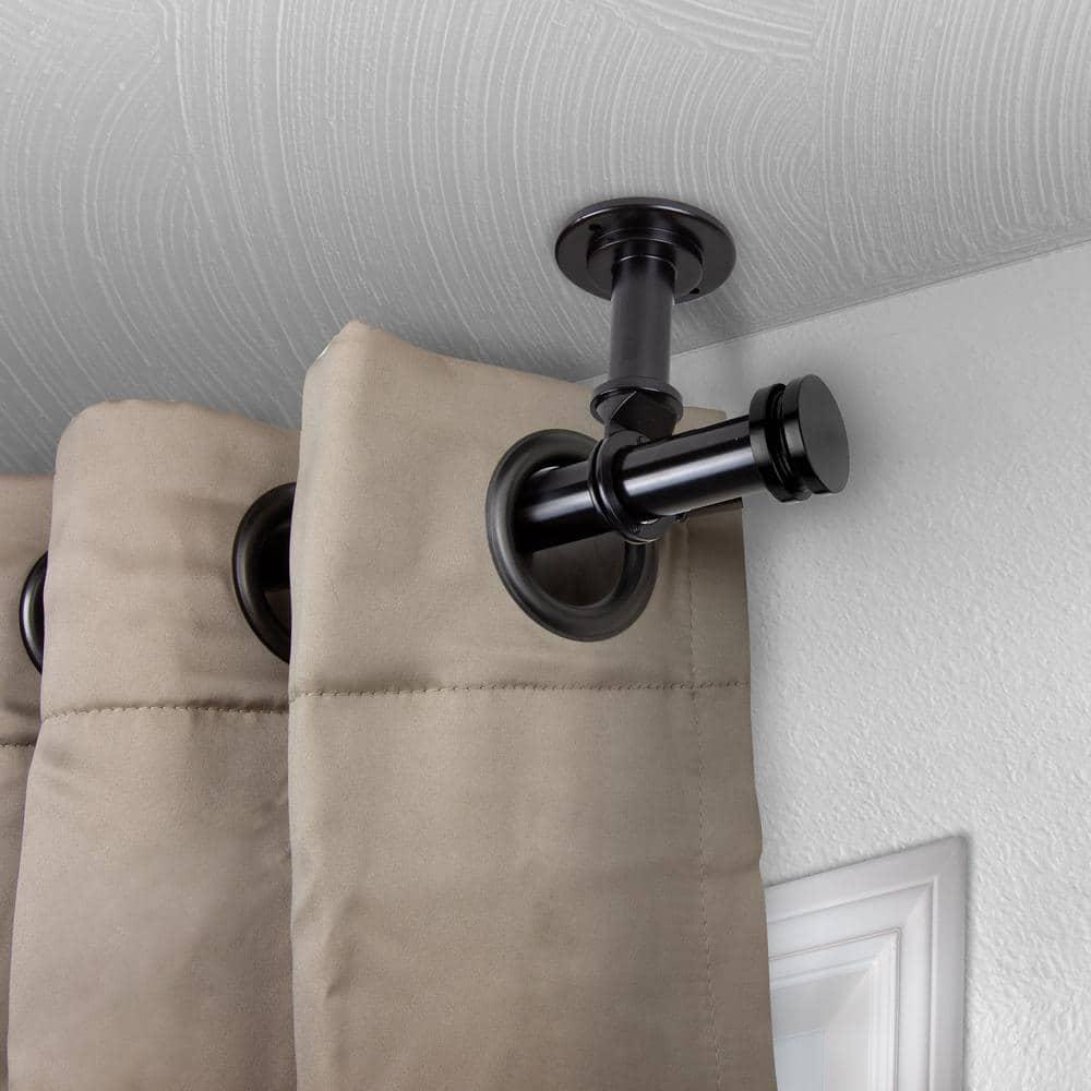 Central Design 100-50-282CL 1 in. Dia. Leo Ceiling Curtain Rod, Black - 28-48 in.