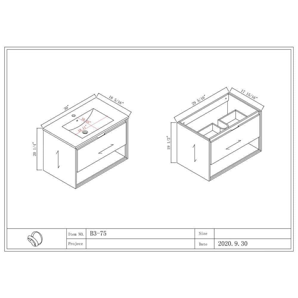 Beyong 33.5" H X 20" W X 15.5" D 20'' Single Bathroom Vanity with Top