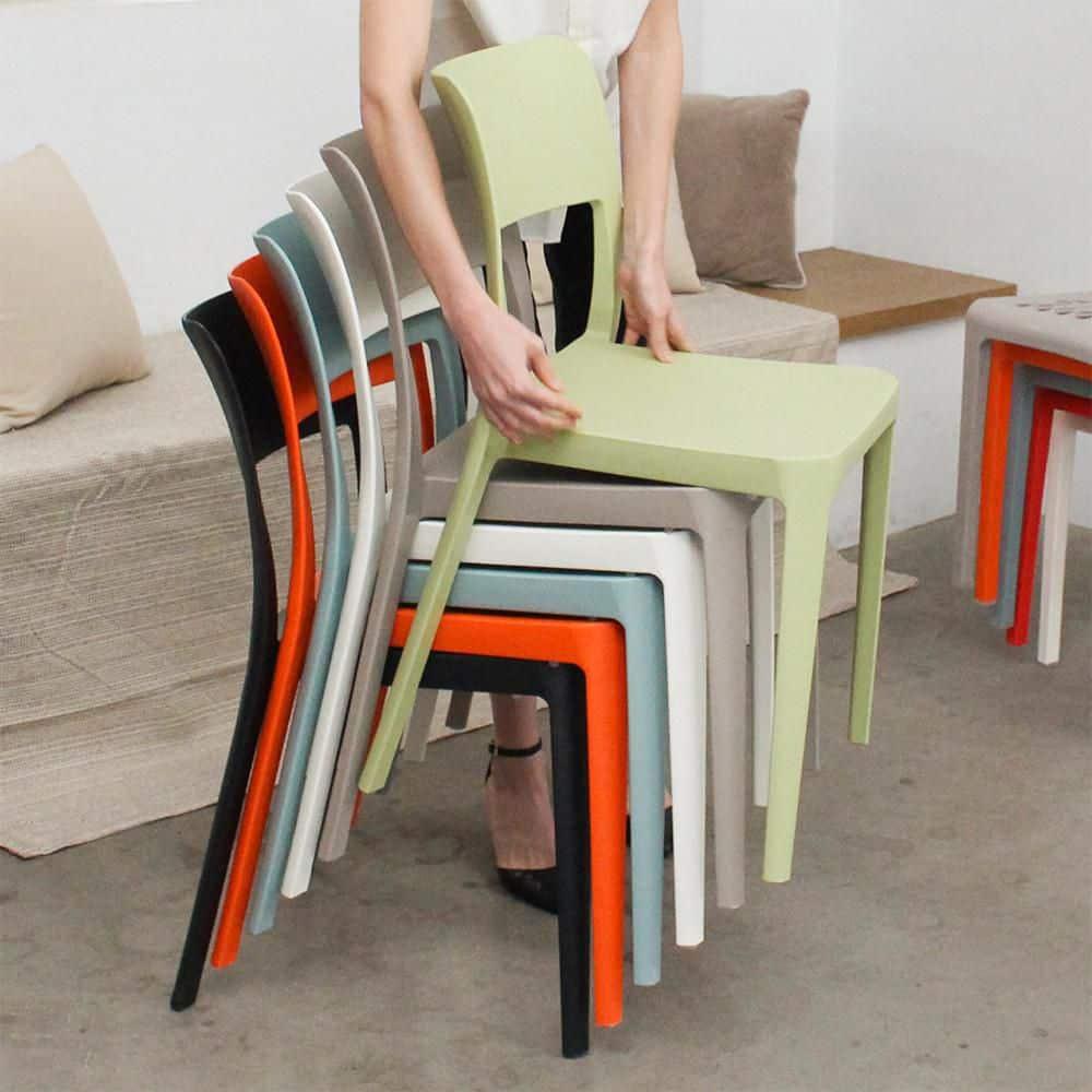 2pk La Vie Stackable Patio Armless Chairs White - Lagoon: Resin Outdoor Furniture, Mold & UV Resistant