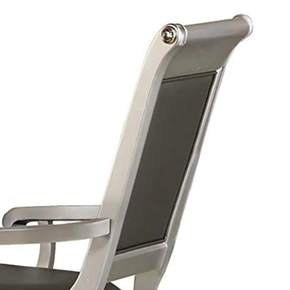 Faux Leather Upholstered Arm Chair, Gray And Silver, Set of 2