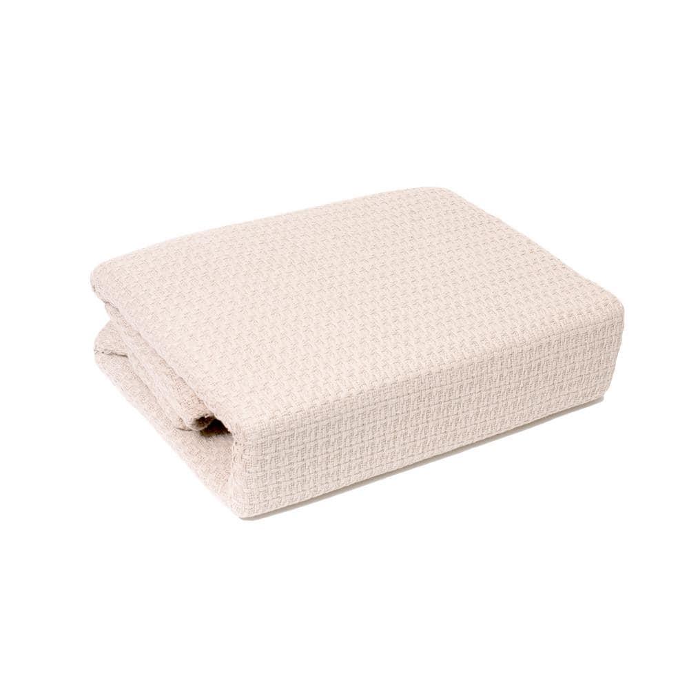 Marquis Soft Ivory Waffle Weave Twin Cotton Blanket