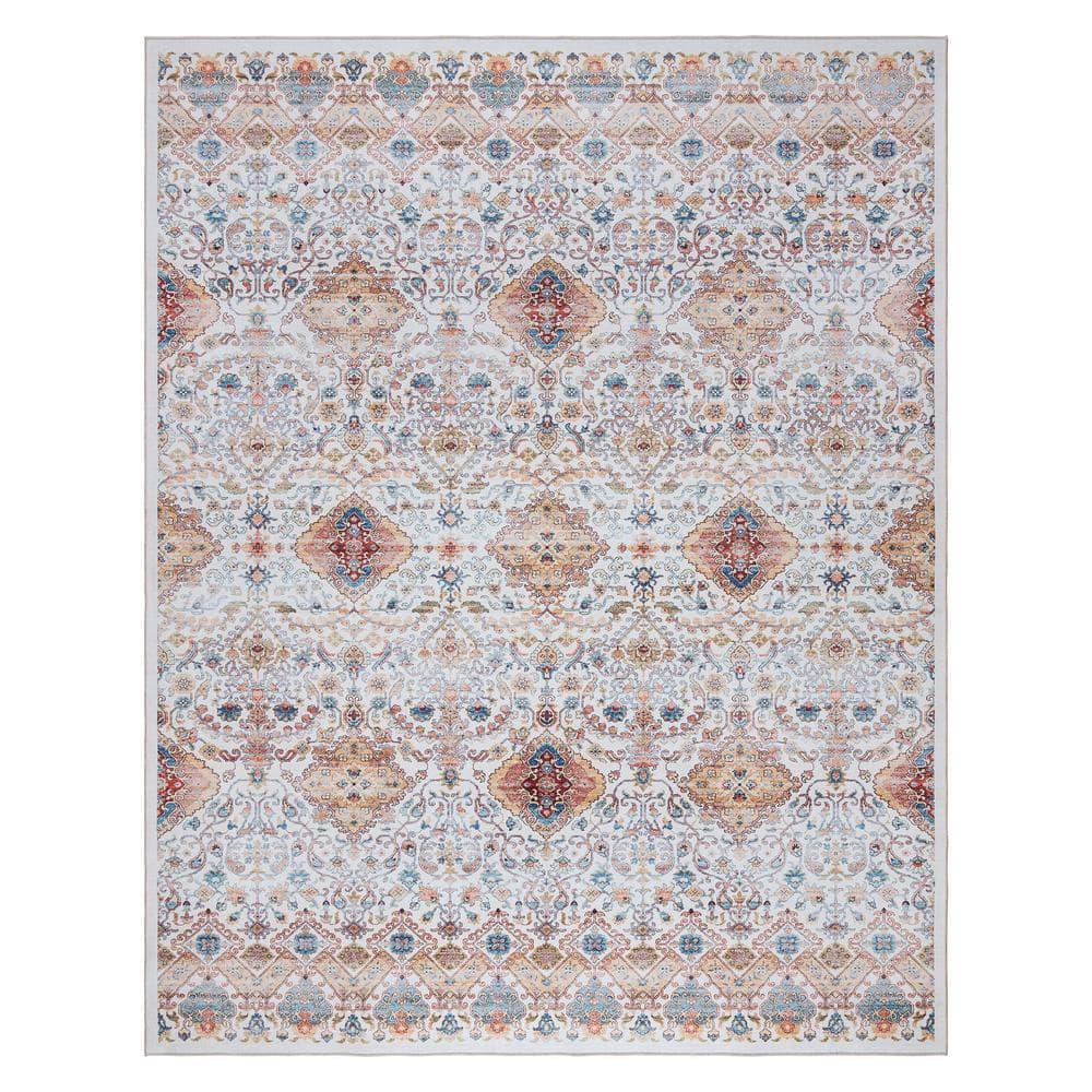 Gertmenian Crystal Print Tanis Ivory Tan Polyester Washable Moroccan Bohemian Area Rug