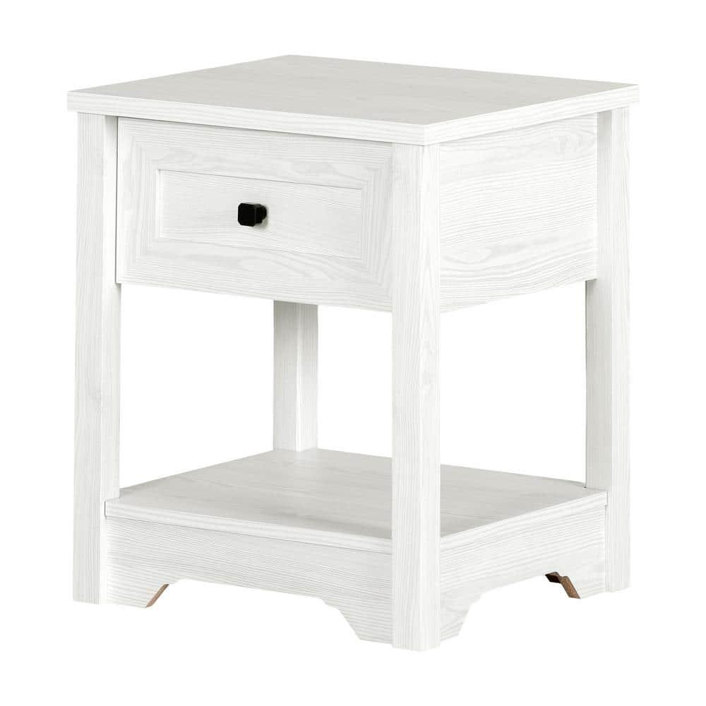 Farnel End Table White Pine - South Shore: Elegant Accent Furniture with Storage Drawer & Shelf