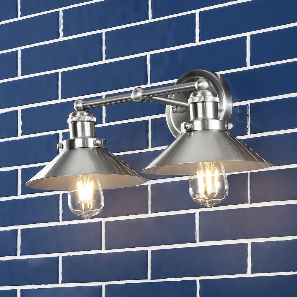 July 17.5 in. 2-Light Nickel Metal Vanity Light