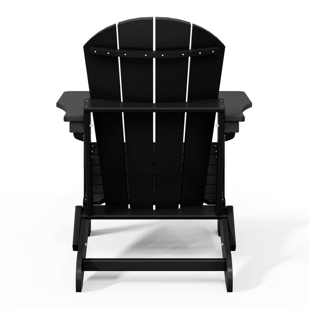 Westin Outdoor Braxton Folding Plastic Adirondack Chair - Black (Set of 2)