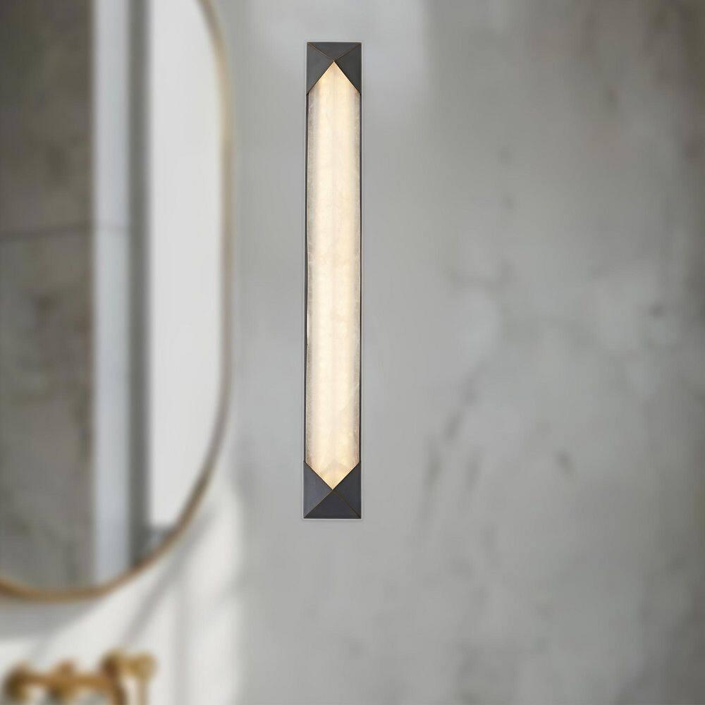 Natural Brass and Clear Glass Cylinder Wall Sconce