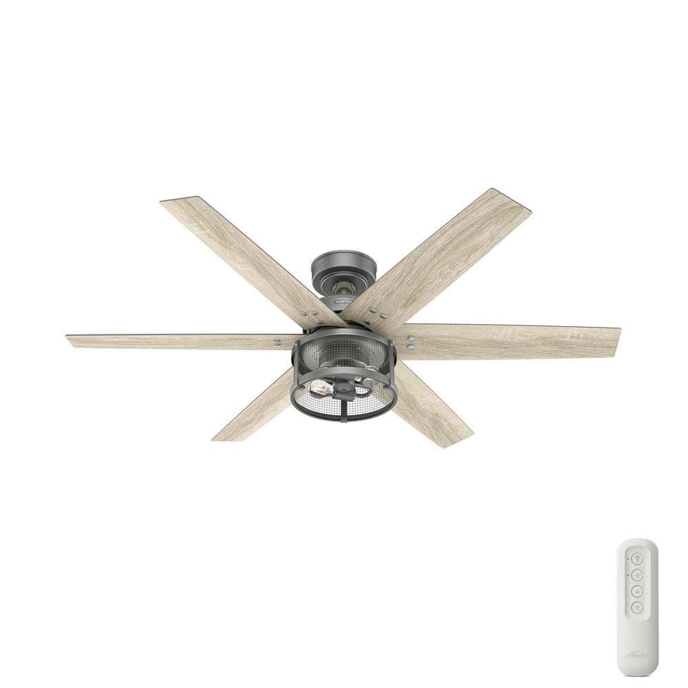 52" Houston 6 - Blade Ceiling Fan With LED Light Kit And Handheld Remote