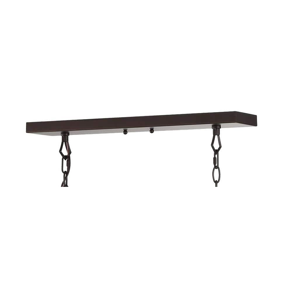 Pagoda 49" Linear 6-Bulb Lantern Metal LED Pendant, Oil Rubbed Bronze