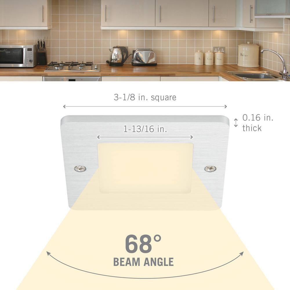 Square Low Profile Under Cabinet LED Puck Light, 3000K