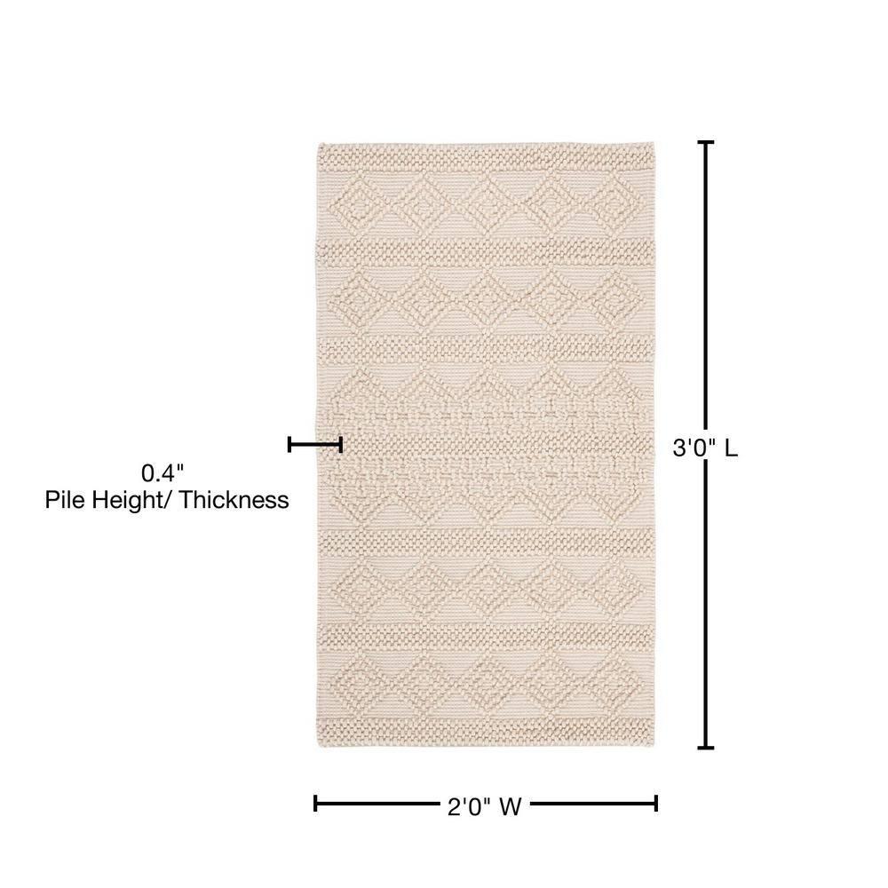 Natura Hand Woven Wool/Cotton Geometric Rug in Ivory