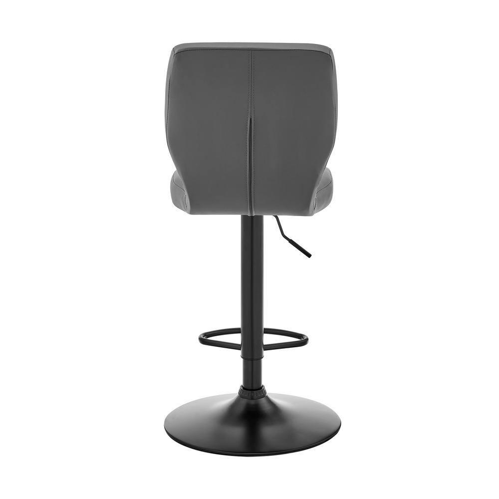Contemporary Gray Leather Swivel Bar Stool with Adjustable Height
