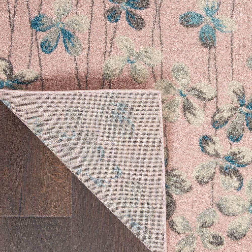 Nourison Tranquil 5'3" X 7'3" (5' x 7') Pink Area Rug Bohemian Botanical Vine and Bloom by Nourison