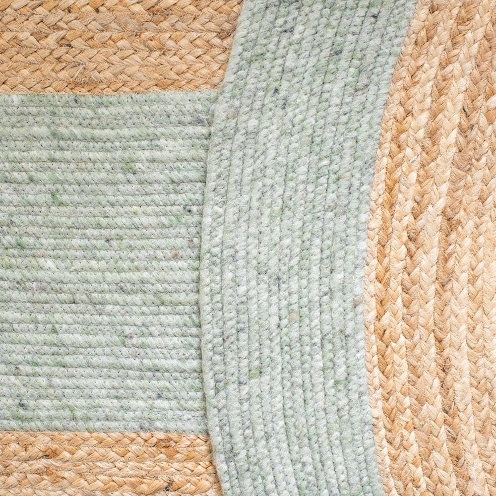SAFAVIEH Braided Carina Bordered Reversible Area Rug, Sage/Gold, 6' x 6' Round
