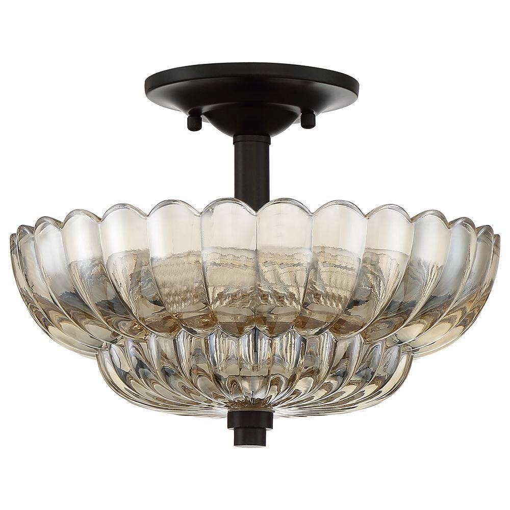 Quoizel Lighting Whitecap 3 - Light Semi-Flush Mount in  Mottled Cocoa