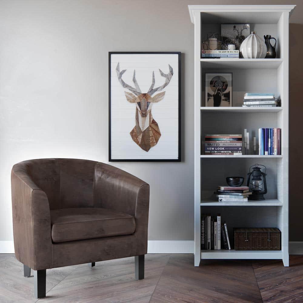Simpli Home Austin 30"W Upholstered Vegan Faux Leather Contemporary Tub Accent Chair with High Arms and Deep Seat