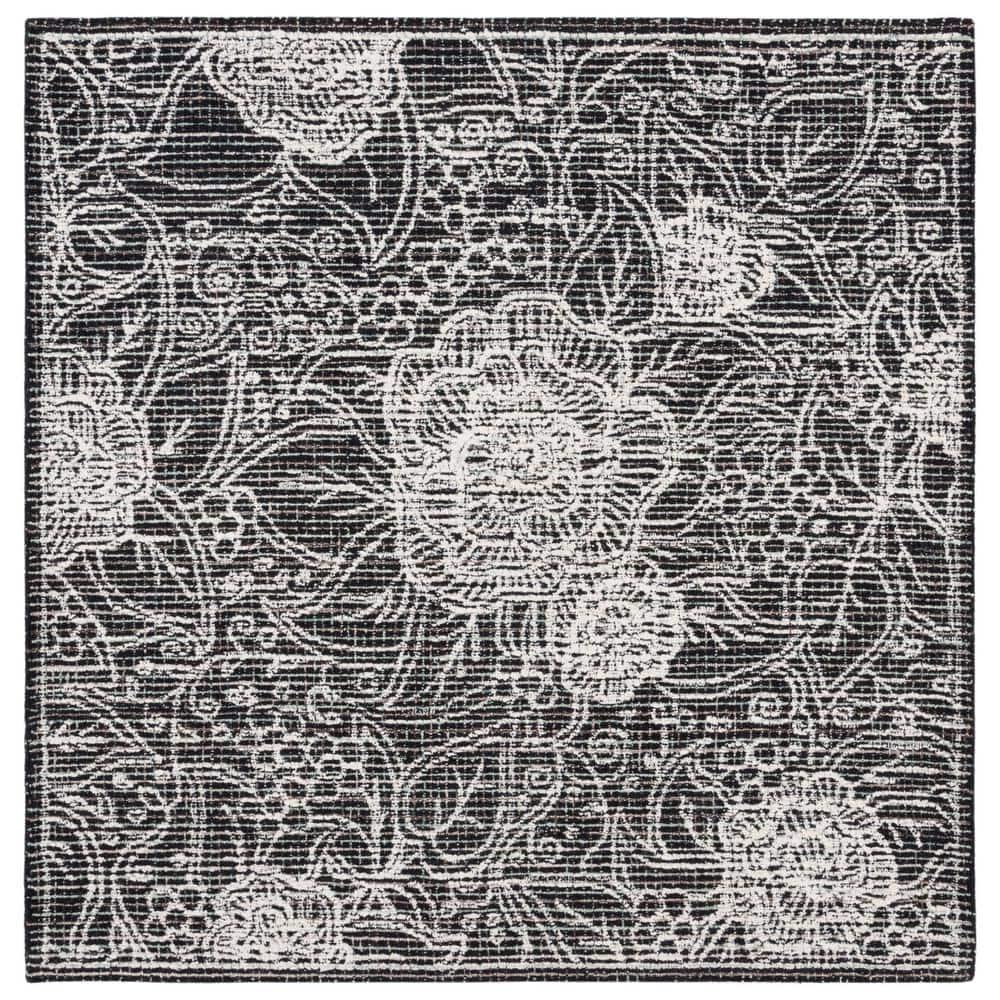 Ebony EBN114 Hand Tufted Area Rug - Black/Ivory - 6'x6' - Safavieh.