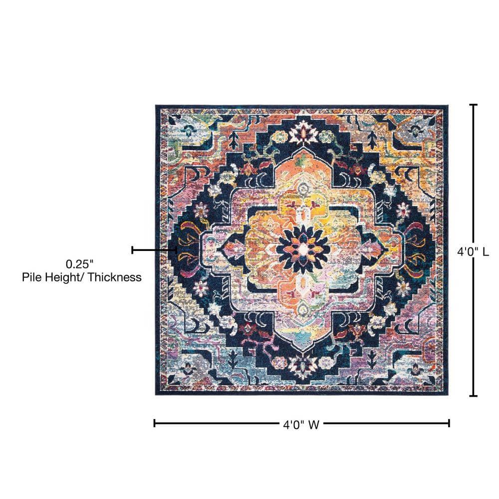 Crystal CRS501 Loomed Indoor Area Rug - Navy/Fuchsia - 4'x4' - Safavieh