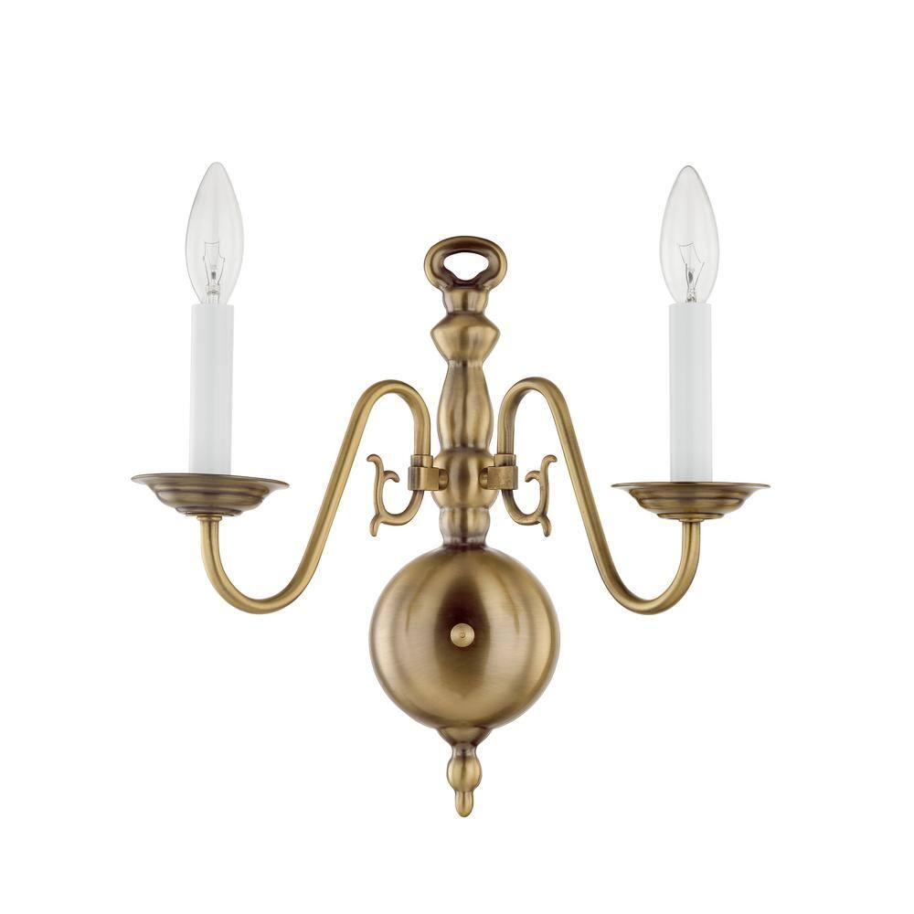 Livex Lighting Williamsburgh 2 - Light Wall Light in  Antique Brass
