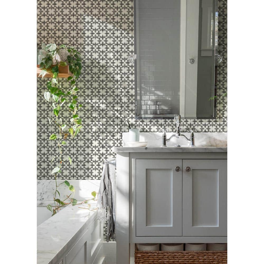 Chesapeake Remy Black Fleur Tile Wallpaper