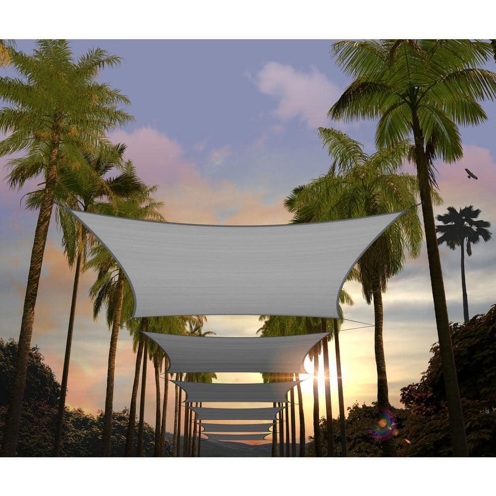 Amgo 12' x 20' Grey Rectangle Sun Shade Sail Canopy Awning UPF50+ AGTAPR1220, 95% UV Blockage, Water & Air Permeable, Commercial and Residential, 3 Years Warranty (We Make Custom Size)