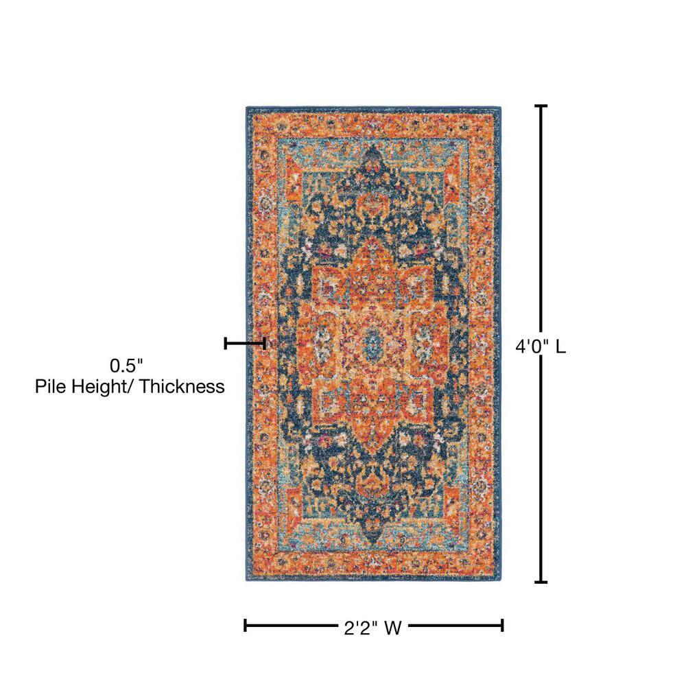 Evoke EVK275 Power Loomed Indoor Accent Rug - Blue/Orange - 2'2"x4' - Safavieh