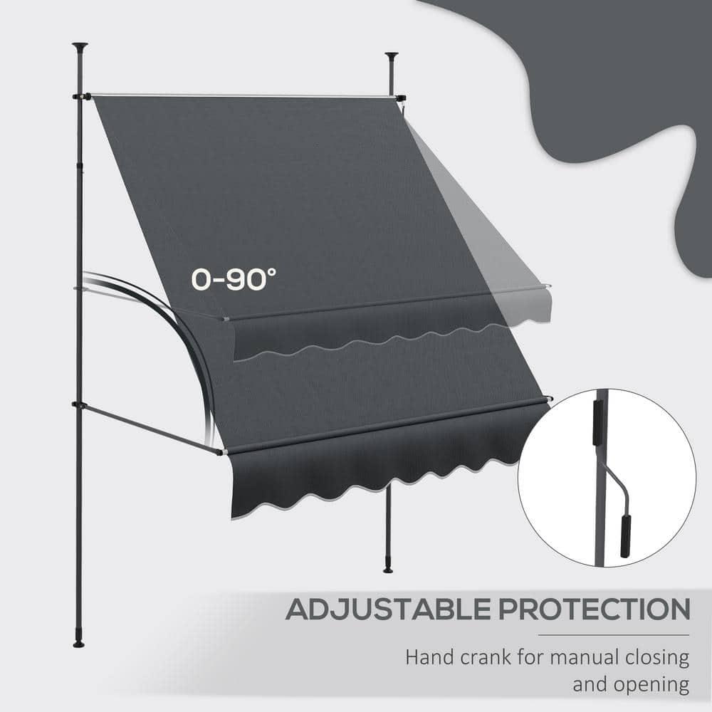 Outsunny D Polyester Cover Retractable Patio Awning