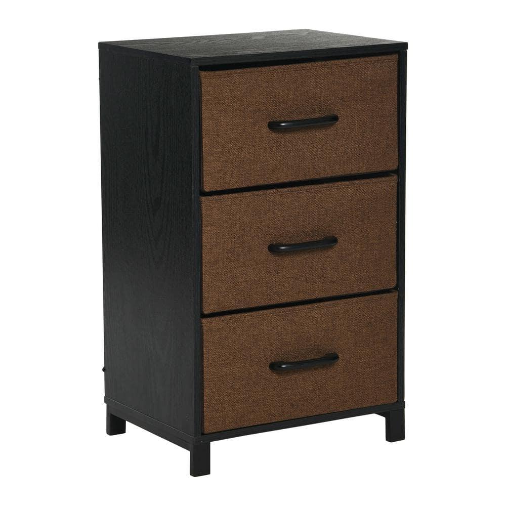 3-Drawer Storage Organizer Unit, Black and Brown