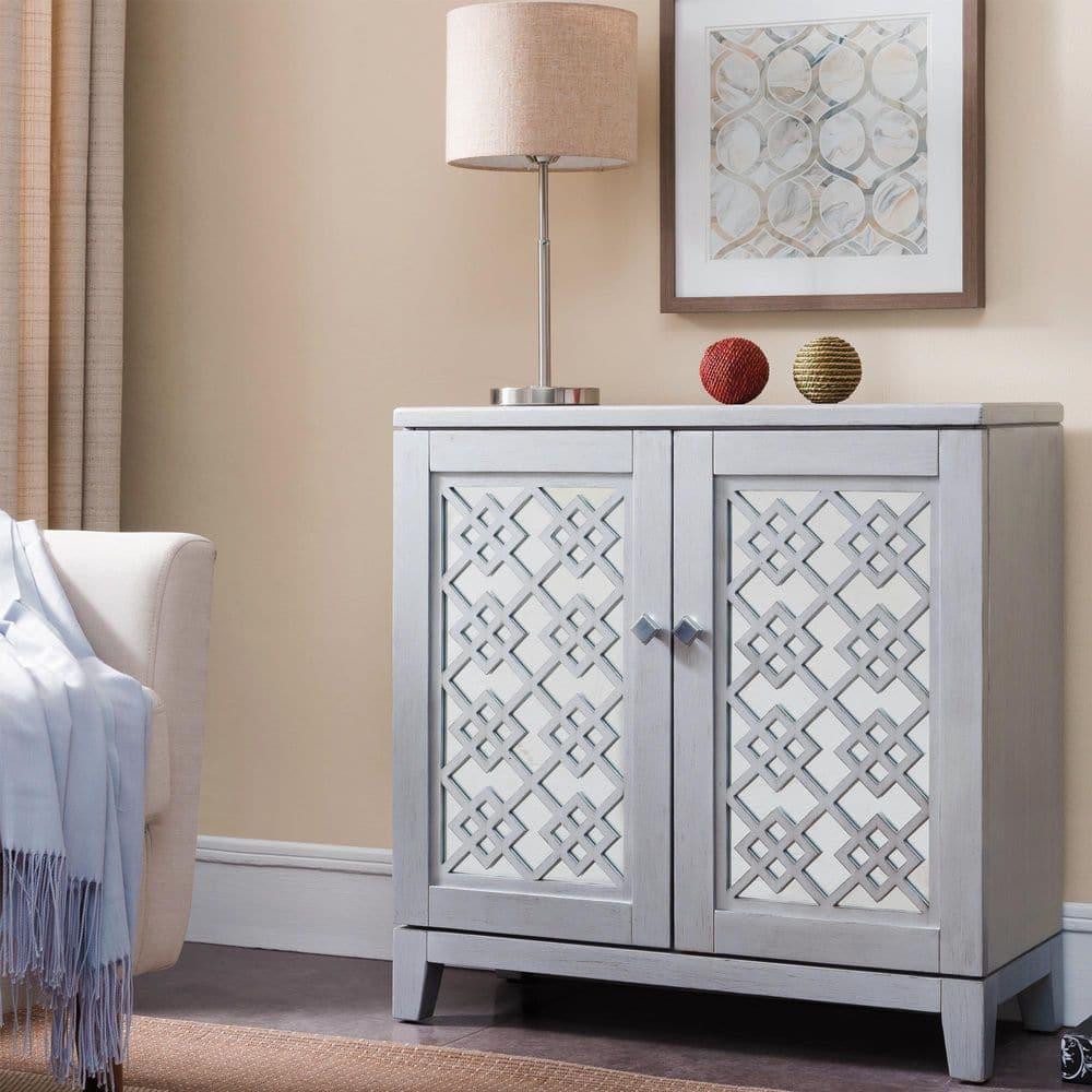 Leick Diamond Mirrored Wood Console Table in Silver Leaf