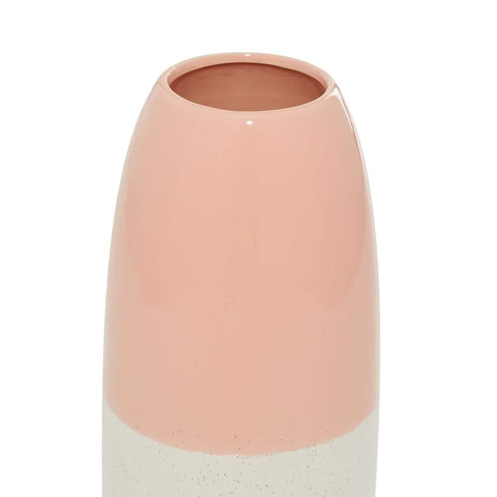 DecMode 5"W, 11.25"H Stoneware Modern Vase, Pink, 1 - Piece
