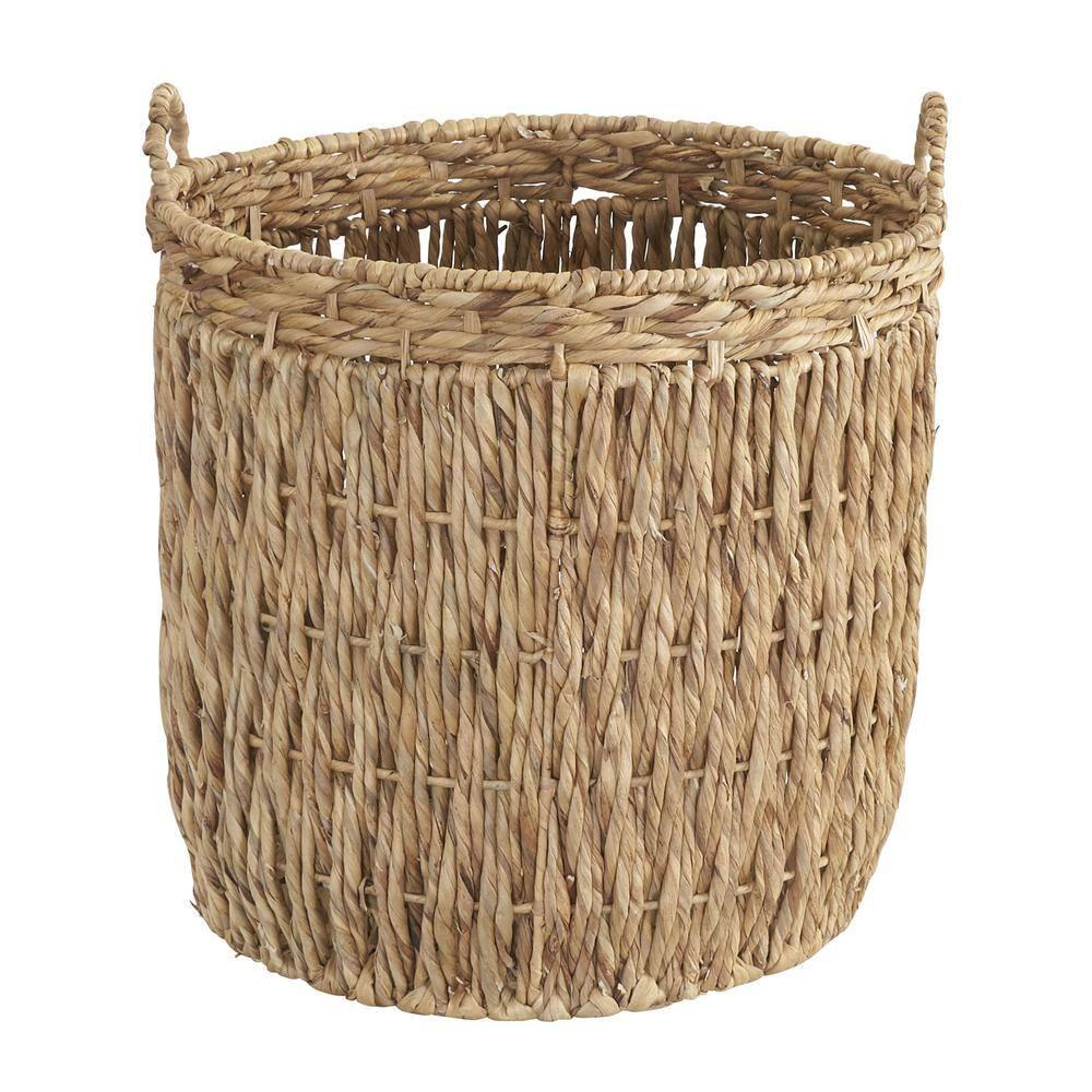 Tall Wicker Floor Basket, Woven Decorative Basket with Handles, Handmade, Great for Laundry and Storage, Natural