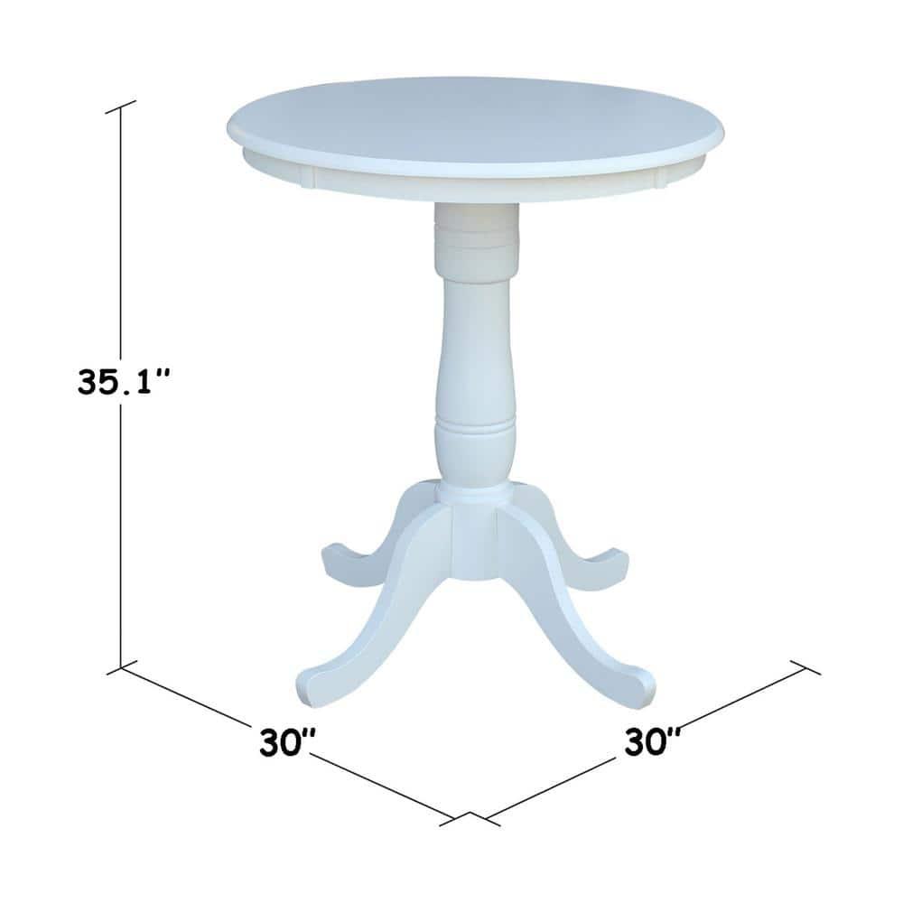 30" Round Top Pedestal Counter Table White – International Concepts: Solid Wood, Kitchen Furniture
