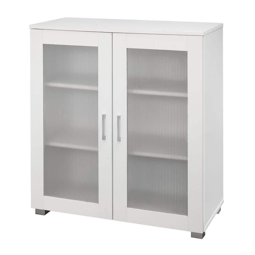 Kings Brand Furniture - 2-Door Accent Storage Cabinet, Sideboard Buffet Floor Storage Cupboard for Kitchen, Dining Room, Living Room, Entryway - White