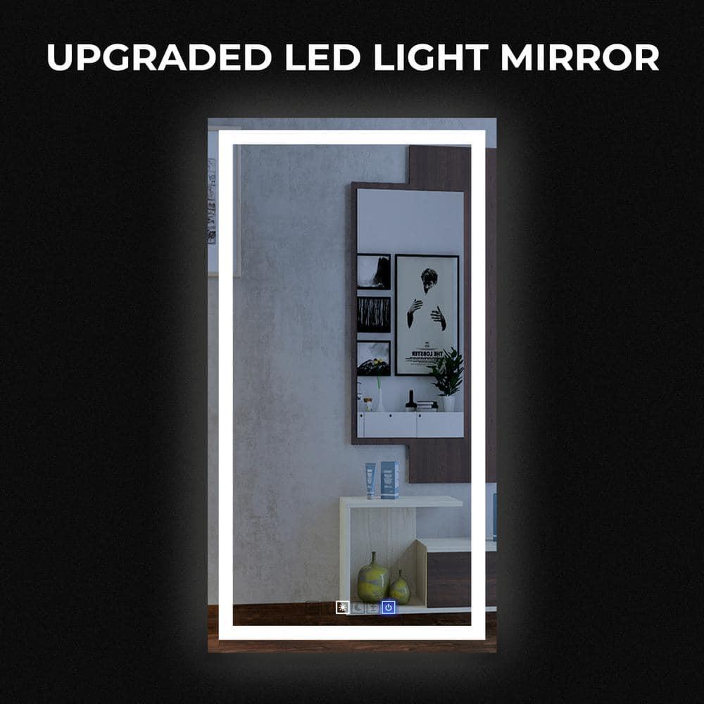 18"x40" LED Dimmable Bathroom Mirror Rectangle LED Lighted Wall Mounted Mirror for Vanity Room with Touch Button and Anti-Fog Function by Fab Glass and Mirror