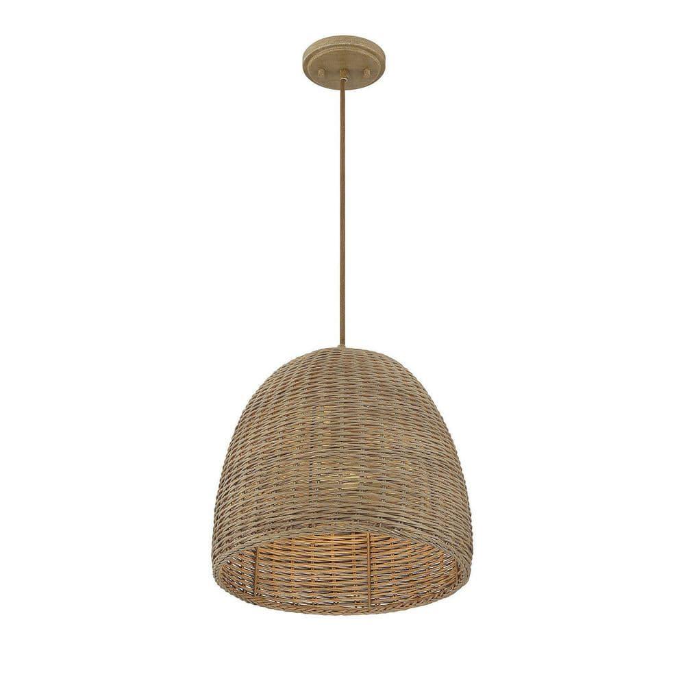Trade Winds Lighting 1-Light Pendant Light In Natural Wicker