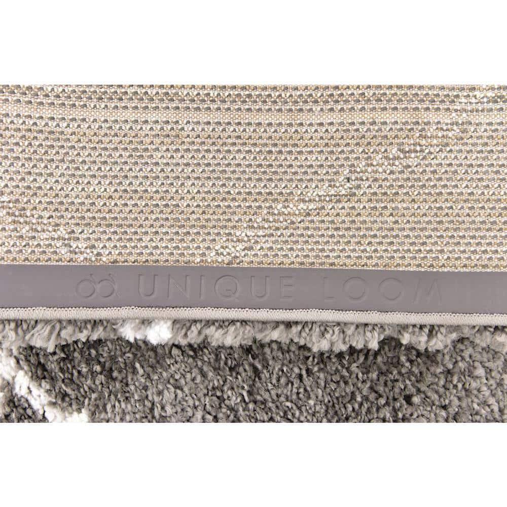Gray Square Trellis Shag Synthetic Indoor Rug