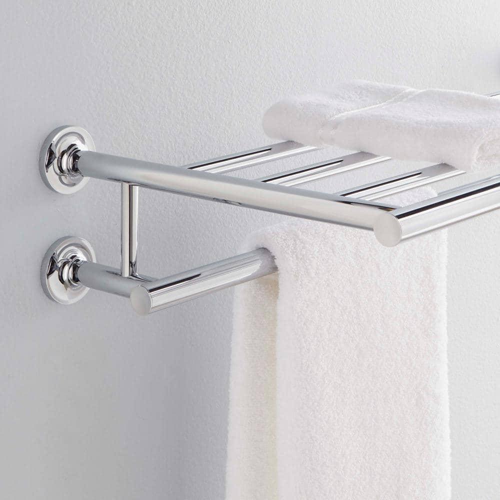 Purist® 24" Hotelier Metal Wall-Mount Bathroom Shelf, Towel Holder