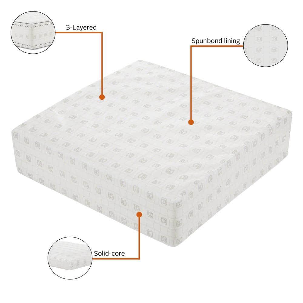White High-Density Foam Square Patio Lounge Cushion