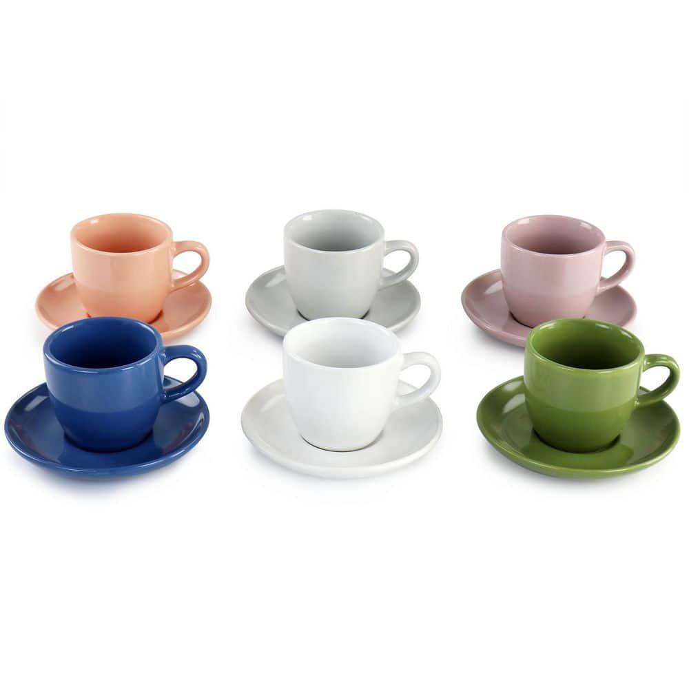 Mr. Coffee Mr. Coffee 12 Piece 3Oz Stoneware Espresso Cup And Saucer Set In Assorted Colors