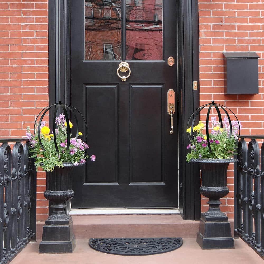 DÉCOR WOW Garden Orb Ornament, Small Obelisk Trellis, 19.5"H x 16" W, Metal, Black