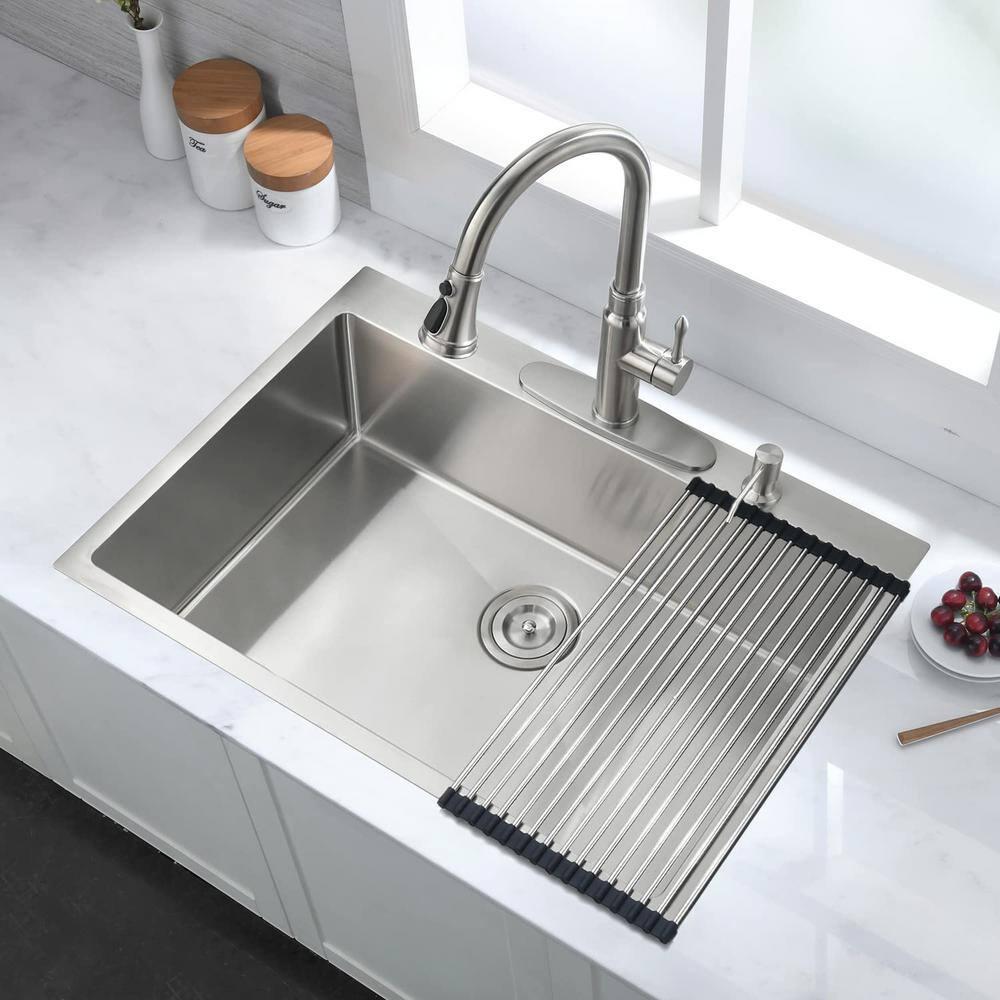 30" x 22" Stainless Steel Single Bowl Drop-in Kitchen Sink with Accessories - 30 x 22