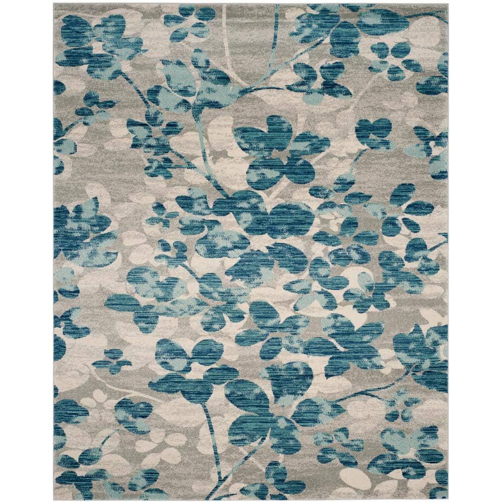 Evoke EVK236 Power Loomed Area Rug - Grey/Light Blue - 8'9"x11'9" - Safavieh.